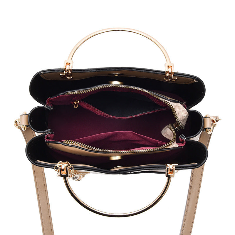 Trendy Handbag Korean Style Color Block Large Capacity Women's Bag Fashion Shoulder Crossbody Bag Wholesale Cross-border Bucket Bag