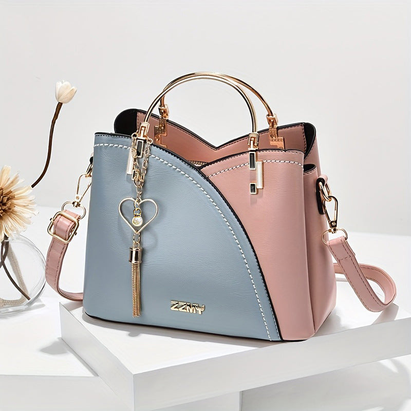 Trendy Handbag Korean Style Color Block Large Capacity Women's Bag Fashion Shoulder Crossbody Bag Wholesale Cross-border Bucket Bag