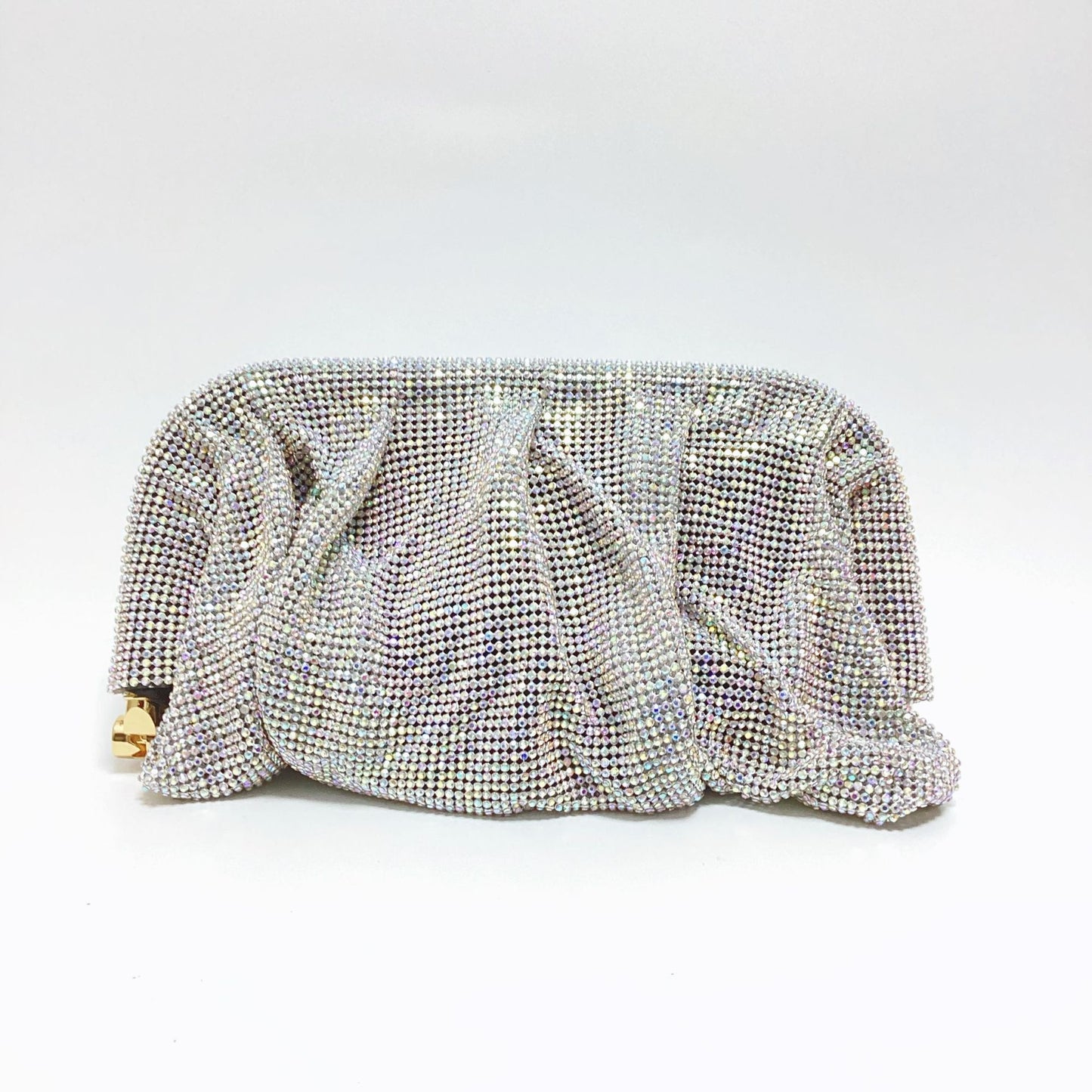 French style sparkling diamond cloud dumpling dinner party water diamond wrinkled chain clip crossbody handbag for women