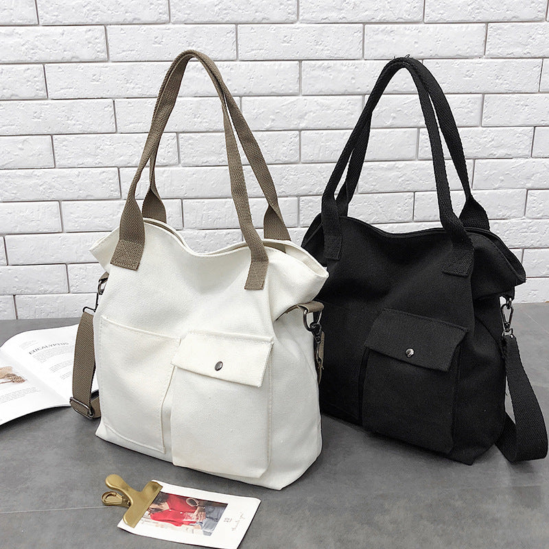 Women's Bag Cross Shoulder Canvas Bag Women's Single Shoulder Handheld Bag Japanese Simple Art