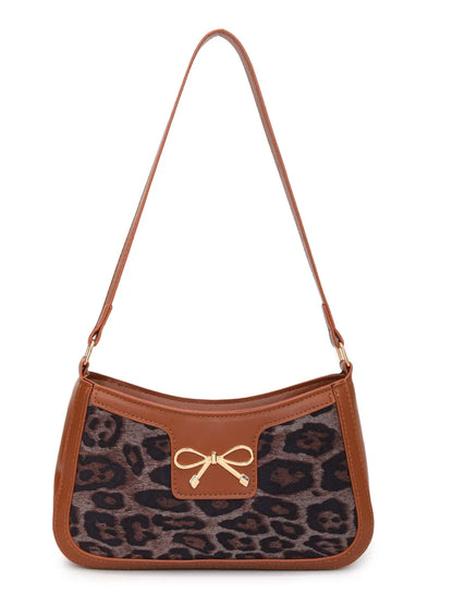 Bow Leopard PU Leather Handbag