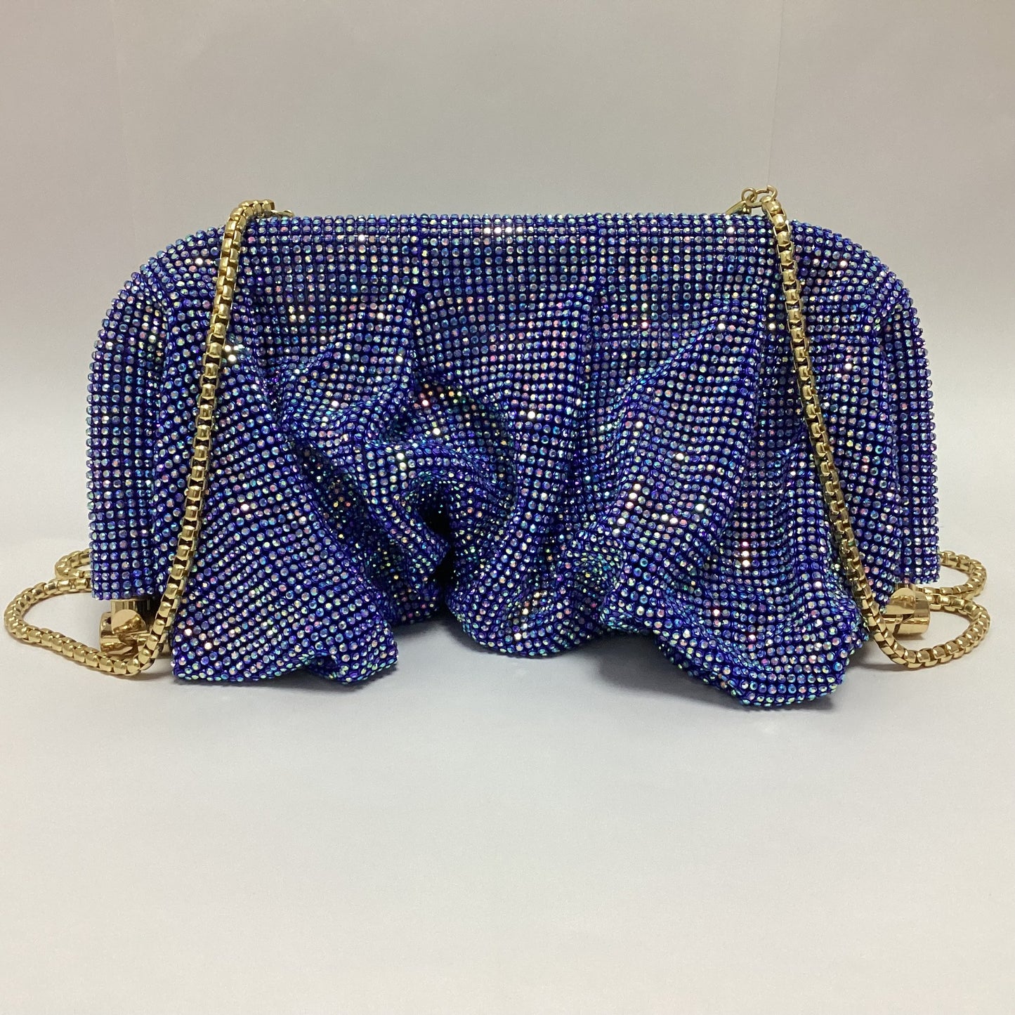French style sparkling diamond cloud dumpling dinner party water diamond wrinkled chain clip crossbody handbag for women