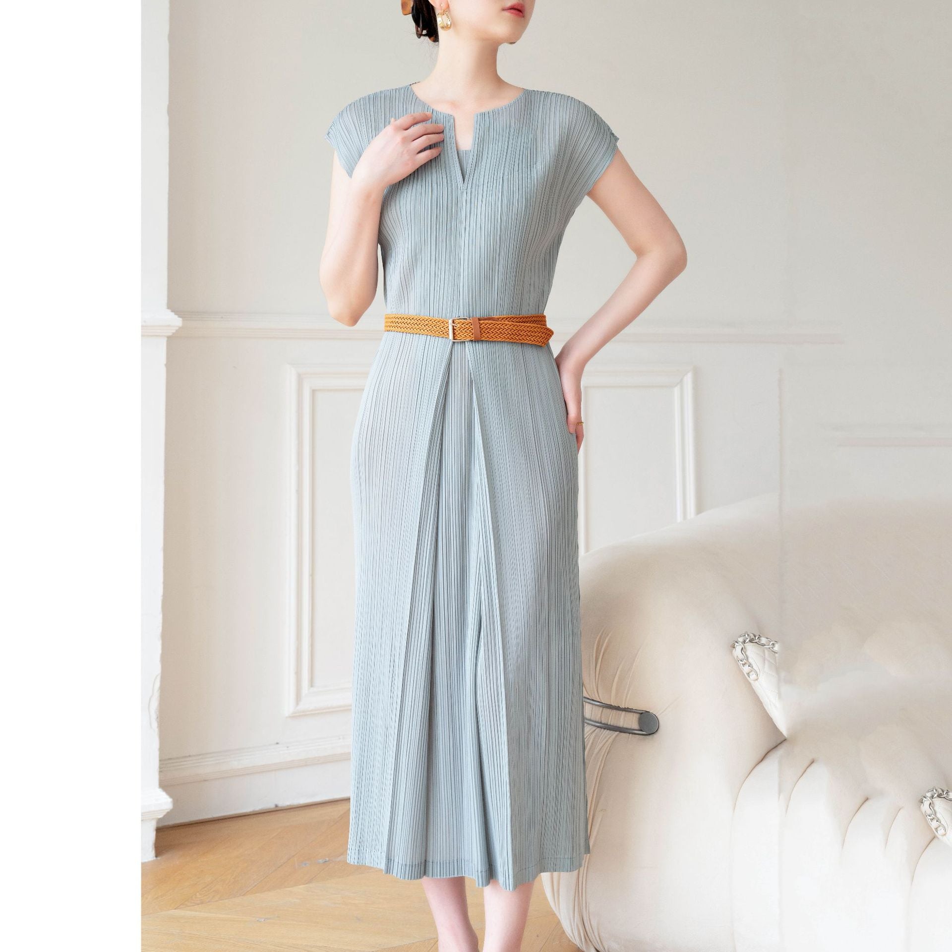 High-end Pleated Elegant and Stylish Commute Dress with Fresh Fashion Design