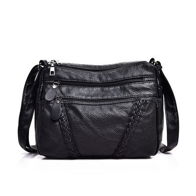 Large capacity shoulder messenger bag ladies backpack middle-aged soft leather mother bag