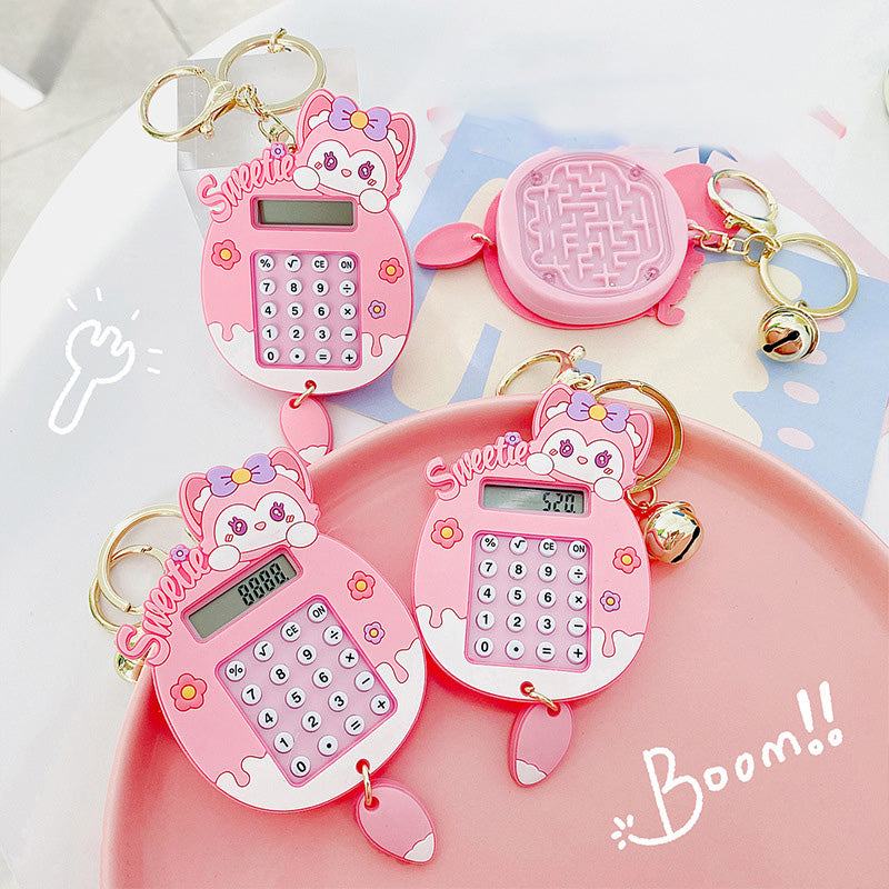 Creative Maze Game Computer Key Chain Ins Wind Cartoon Cute Girl Heart Student Bag Small Pendant