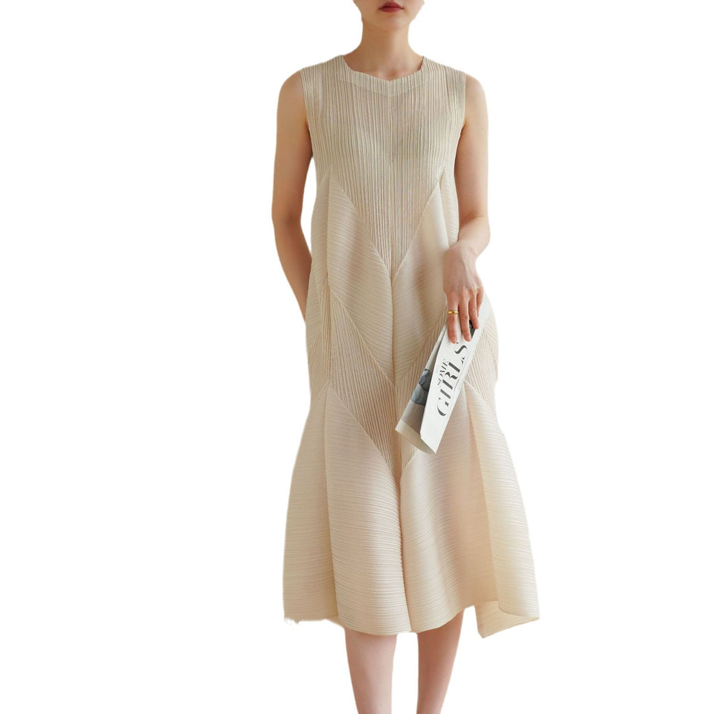 High-end Pleated Classic Hand-Pressed Pleat Oversized Loose Casual Fashion Bloom Dress