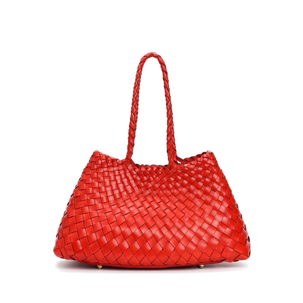 Trendy Retro Large Capacity Handbag Pure Handmade Woven Commuter  Shoulder bag