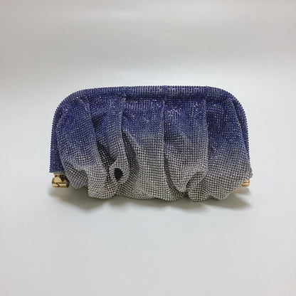 French style sparkling diamond cloud dumpling dinner party water diamond wrinkled chain clip crossbody handbag for women