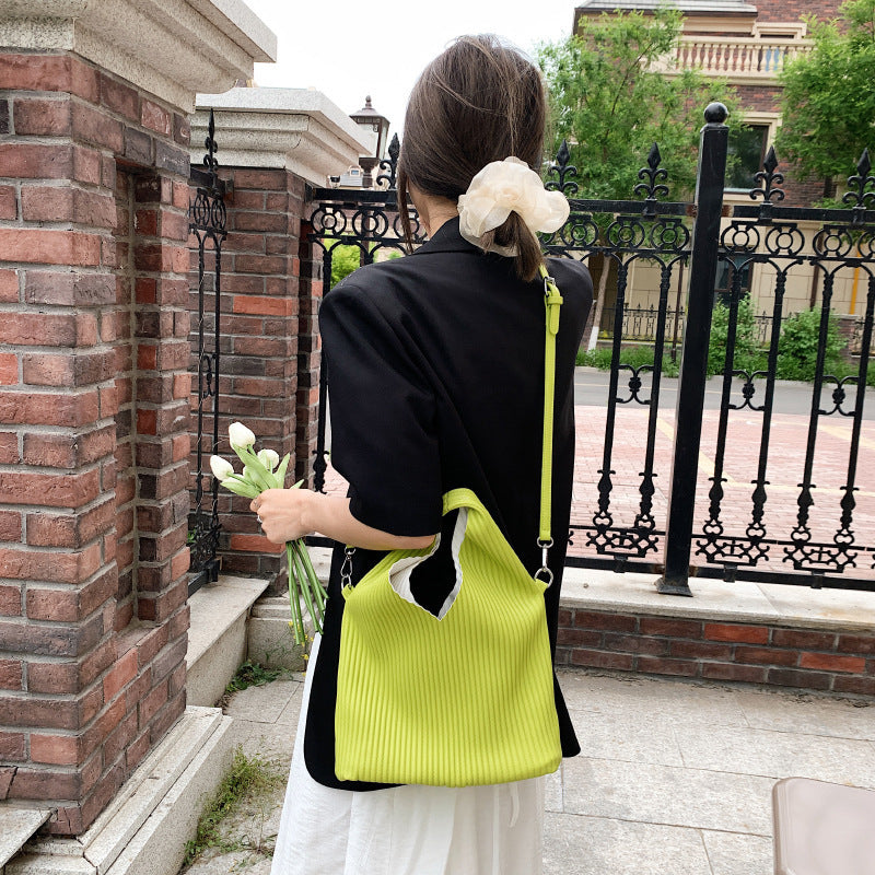Women's summer niche fashionable striped bag versatile textured messenger bag ladies shoulder bag