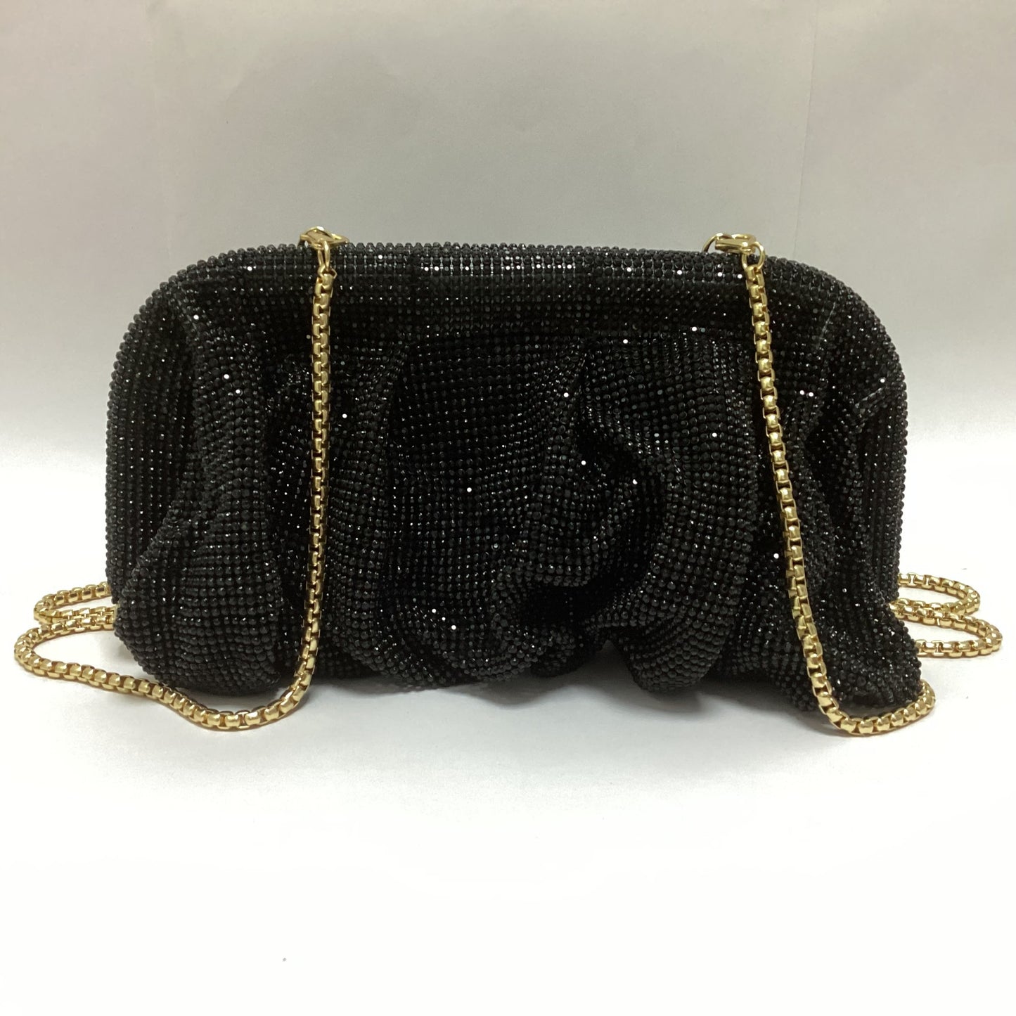 French style sparkling diamond cloud dumpling dinner party water diamond wrinkled chain clip crossbody handbag for women