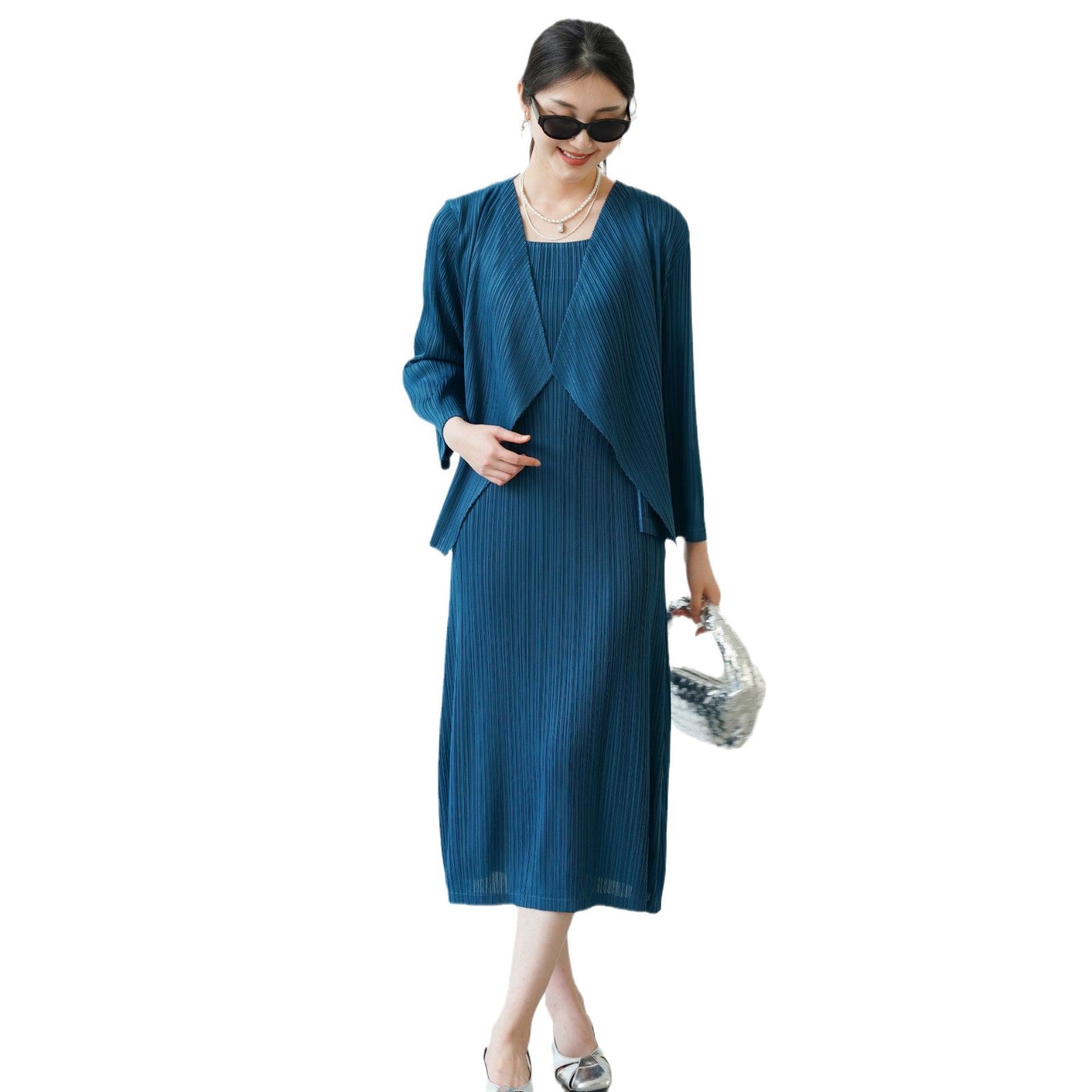 High-end Pleated Sleeveless Dress for Women Comfortable Casual Chic Office Wear Summer Fashion Style