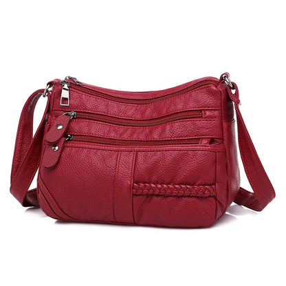 Large capacity shoulder messenger bag ladies backpack middle-aged soft leather mother bag