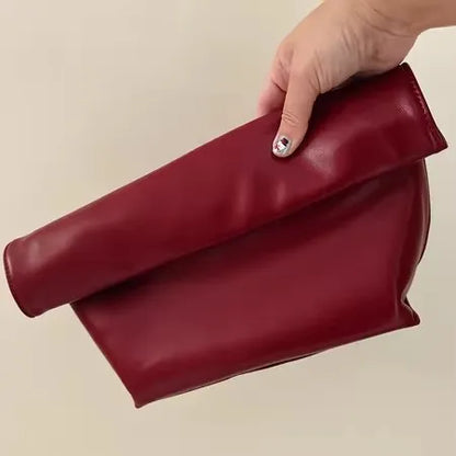 Large capacity women's handbag new trend simple rolled edge envelope bag fashionable temperament hand-held bag for women