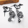 Black And White Sweet And Cool Twist Pendant Female Creative Checkerboard Keychain Bag Pendant Fabric Bag Accessories