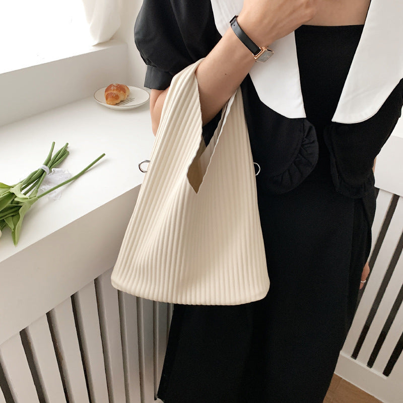 Women's summer niche fashionable striped bag versatile textured messenger bag ladies shoulder bag