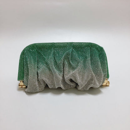 French style sparkling diamond cloud dumpling dinner party water diamond wrinkled chain clip crossbody handbag for women