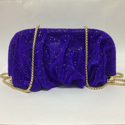 French style sparkling diamond cloud dumpling dinner party water diamond wrinkled chain clip crossbody handbag for women