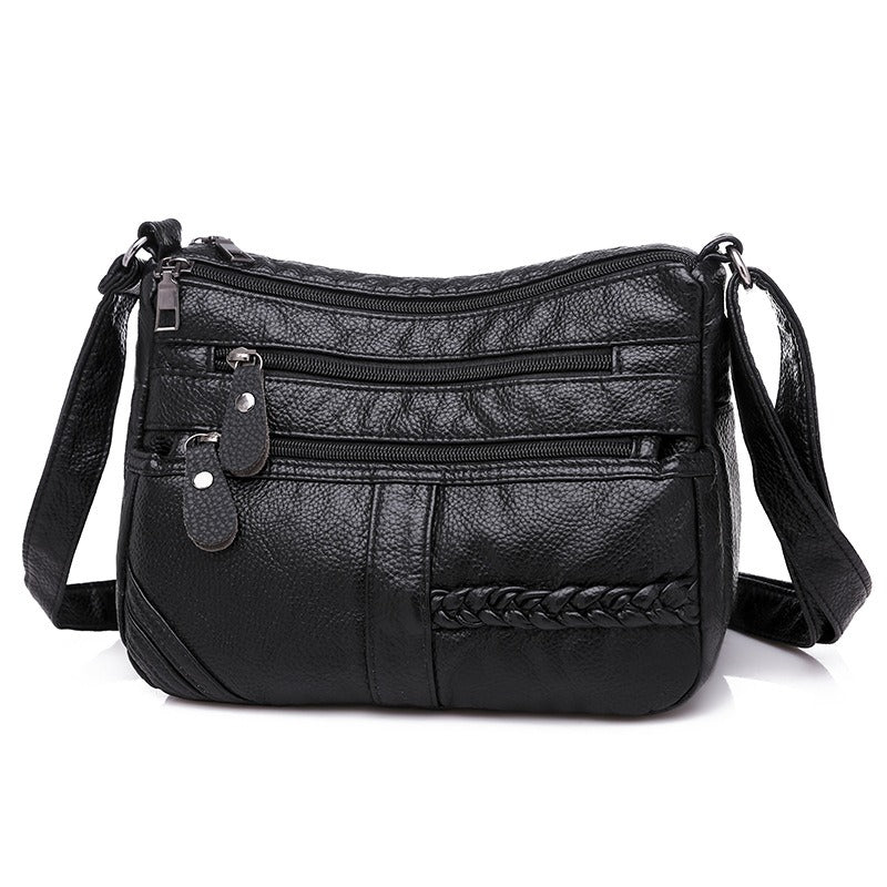 Large capacity shoulder messenger bag ladies backpack middle-aged soft leather mother bag