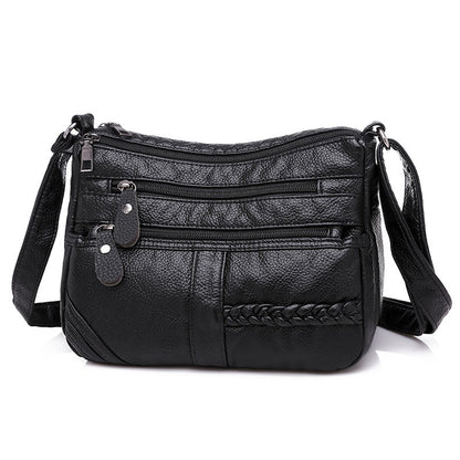 Large capacity shoulder messenger bag ladies backpack middle-aged soft leather mother bag