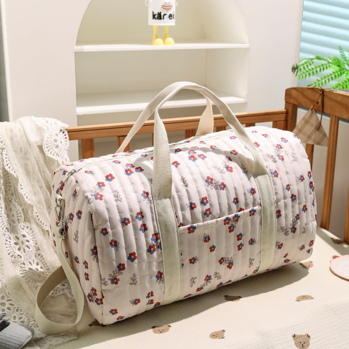 Embroidered Travel Bag Large Capacity Luggage Bag Lightweight Carry-on Handheld Shoulder Bag Boston Bag