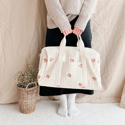 Embroidered Travel Bag Large Capacity Luggage Bag Lightweight Carry-on Handheld Shoulder Bag Boston Bag