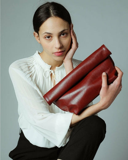 Large capacity women's handbag simple rolled edge envelope bag grab bag for women