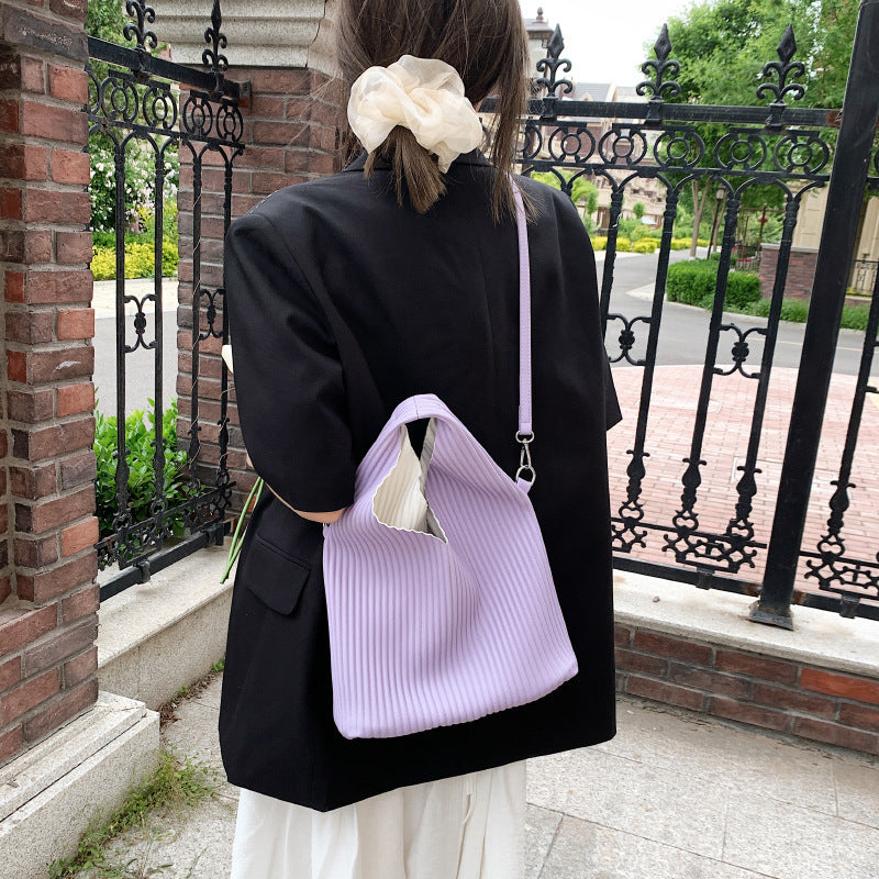 Women's summer niche fashionable striped bag versatile textured messenger bag ladies shoulder bag