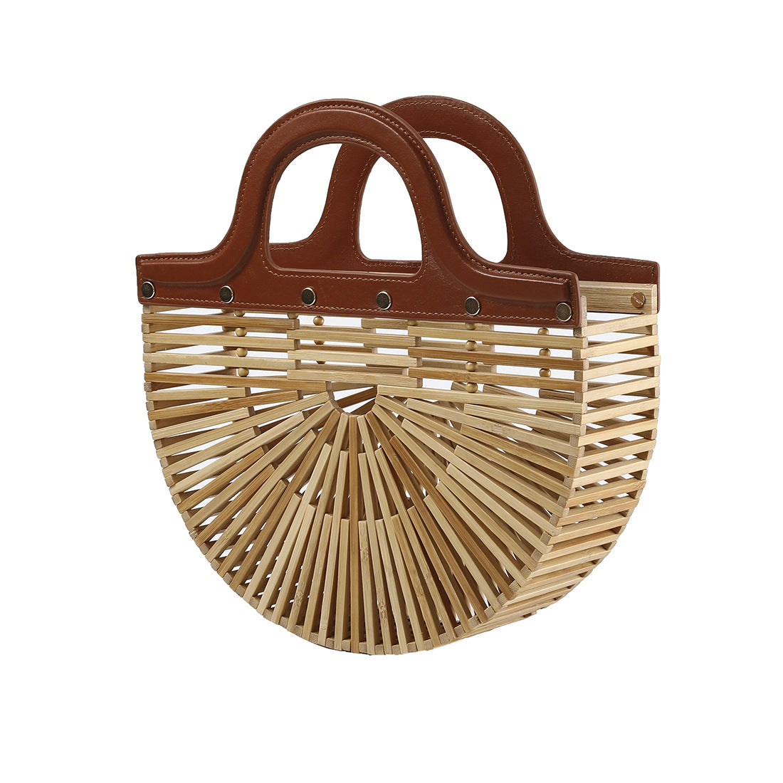 Handheld summer bamboo woven grass, hollow woven bag, bamboo beach bag