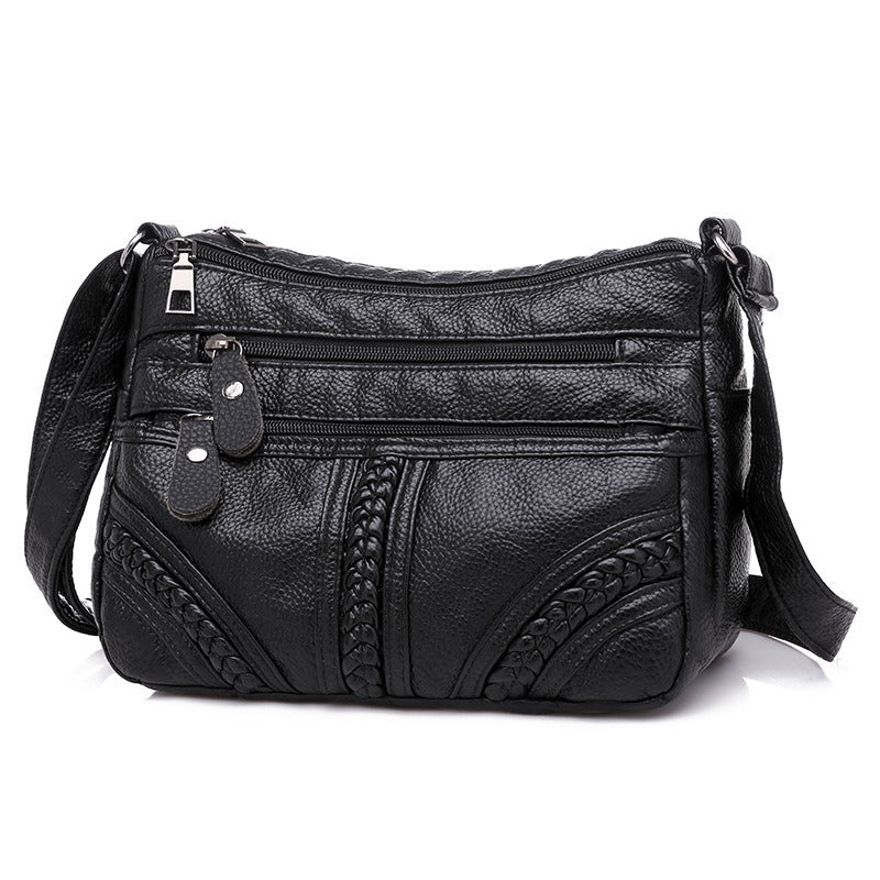 Large capacity shoulder messenger bag ladies backpack middle-aged soft leather mother bag