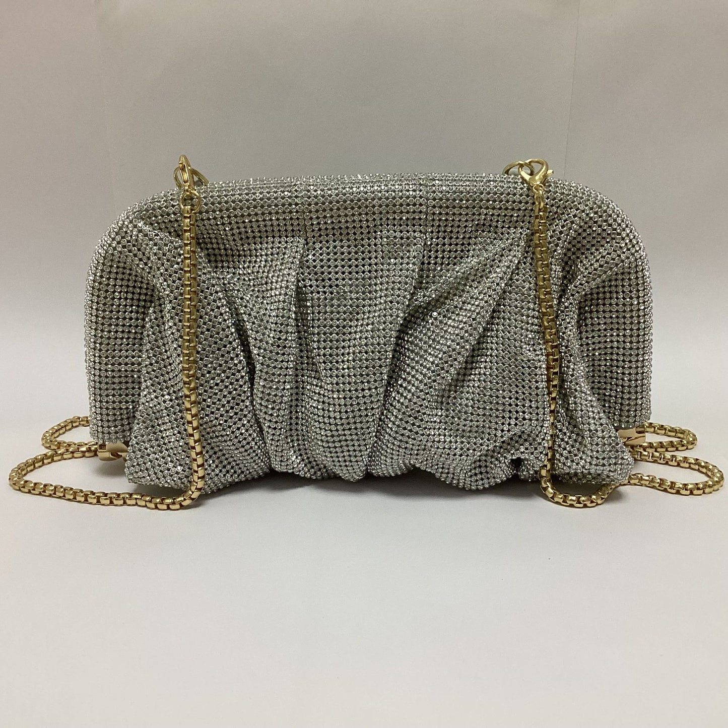 French style sparkling diamond cloud dumpling dinner party water diamond wrinkled chain clip crossbody handbag for women