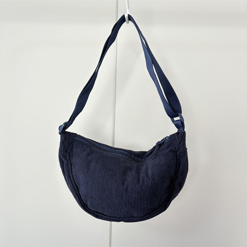 Crossbody Bag for Men and Women, Solid Color Corduroy Pouch Bag, Portable Nylon Small Shoulder Bag