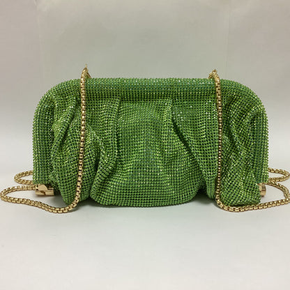 French style sparkling diamond cloud dumpling dinner party water diamond wrinkled chain clip crossbody handbag for women