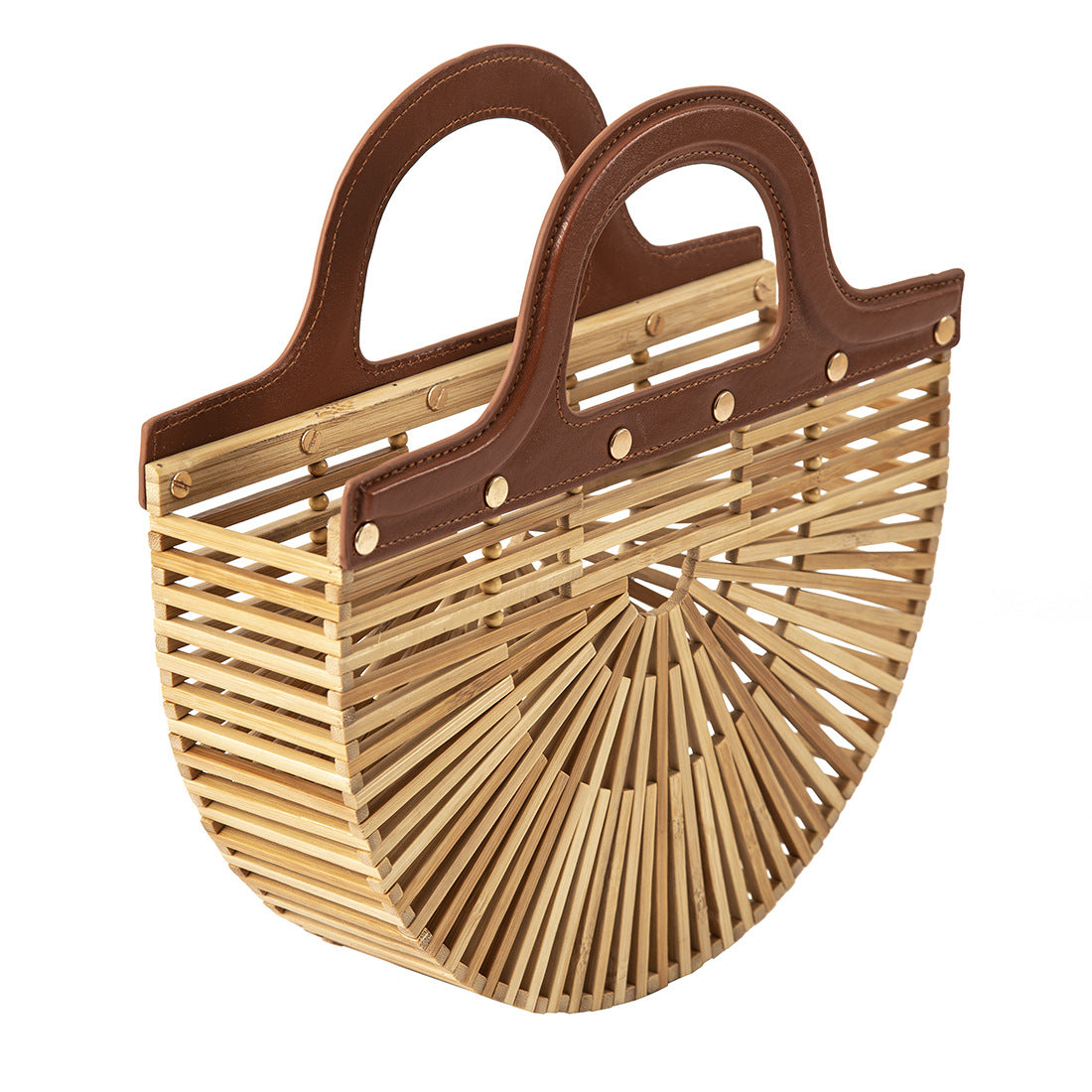 Handheld summer bamboo woven grass, hollow woven bag, bamboo beach bag