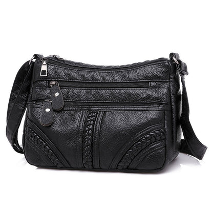 Large capacity shoulder messenger bag ladies backpack middle-aged soft leather mother bag