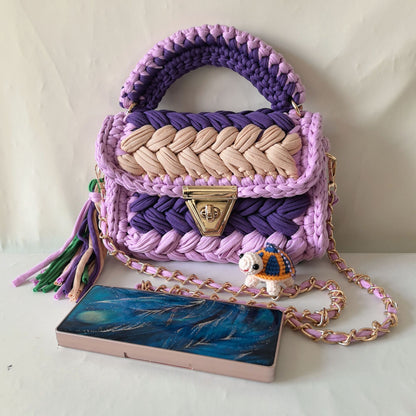 HyunA same style finished hand-woven cloth bag women's crossbody bag chain