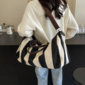 Fashionable Versatile Stripe Design Shoulder Handbag for Women, Unique Style