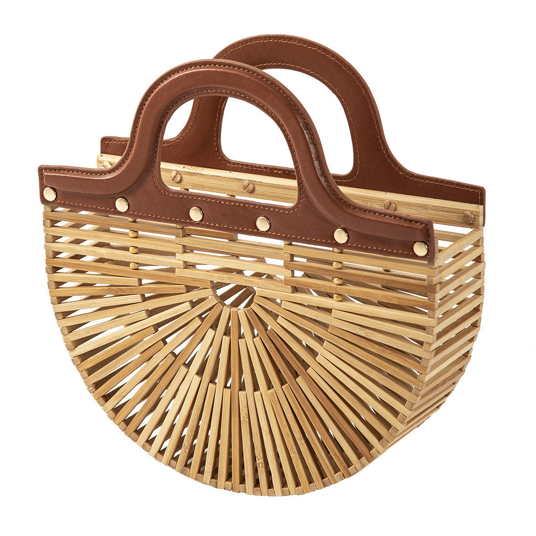 Handheld summer bamboo woven grass, hollow woven bag, bamboo beach bag