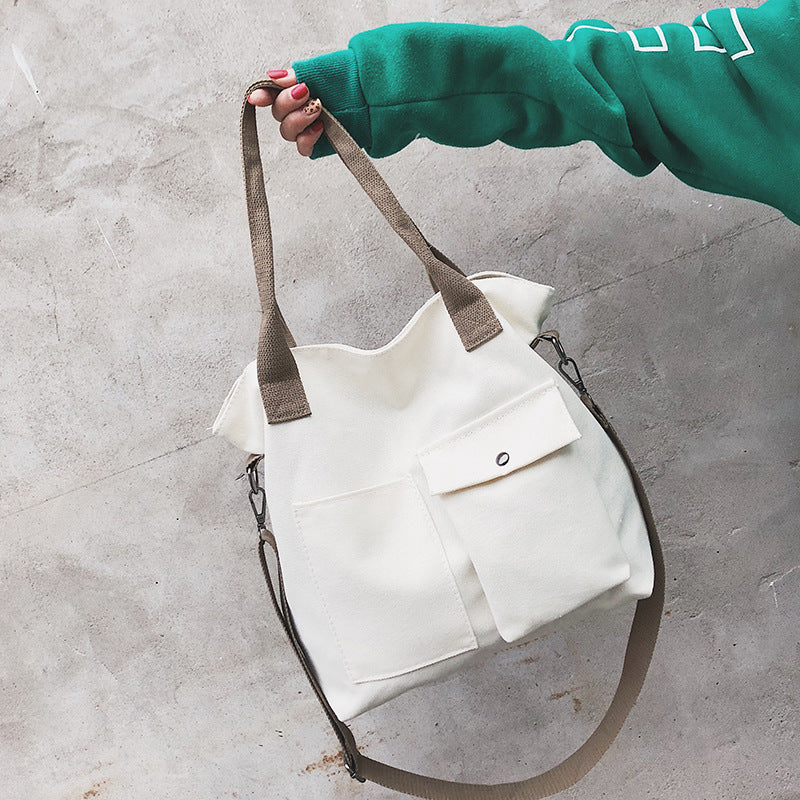 Women's Bag Cross Shoulder Canvas Bag Women's Single Shoulder Handheld Bag Japanese Simple Art