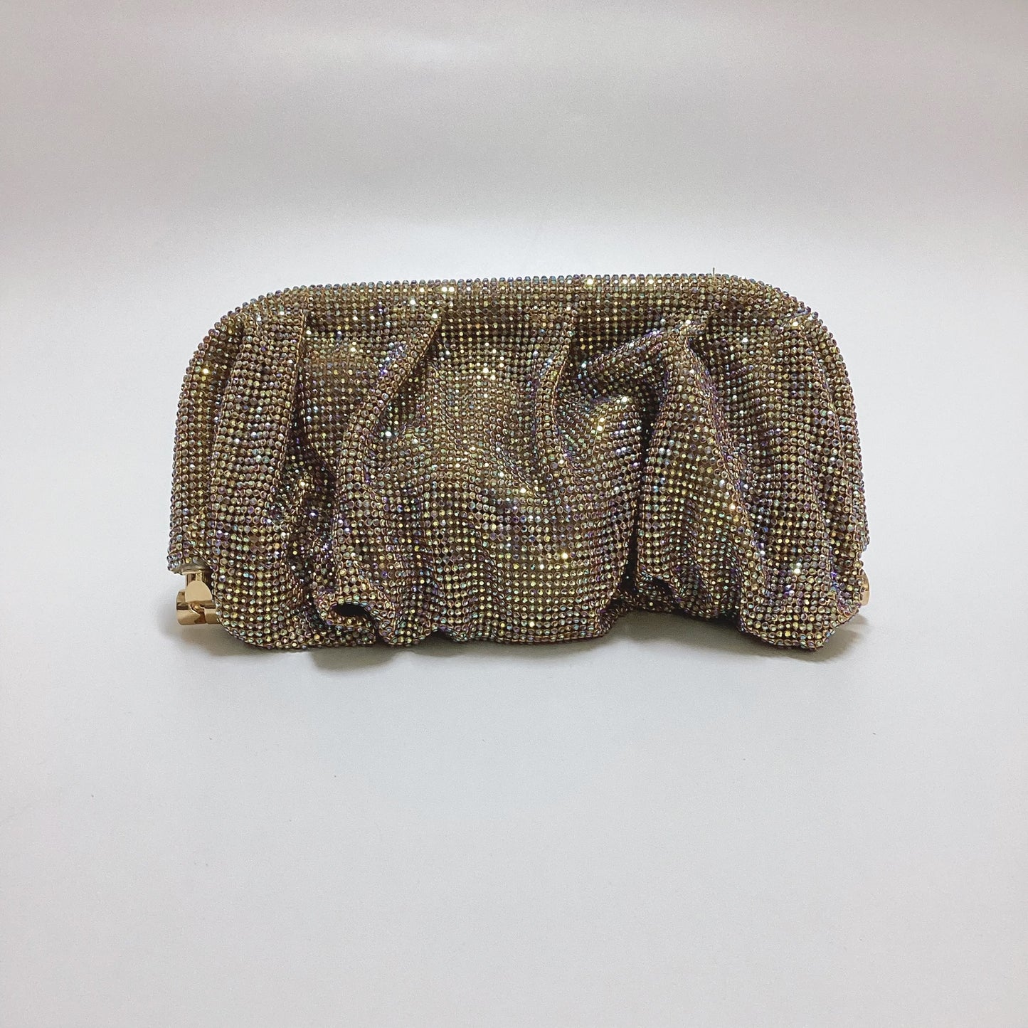 French style sparkling diamond cloud dumpling dinner party water diamond wrinkled chain clip crossbody handbag for women